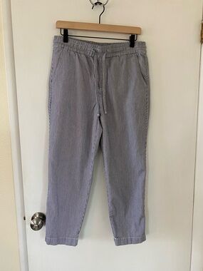 GAP Easy Pant Cropped Navy and White Pin Striped Coastal Grandma Preppy small